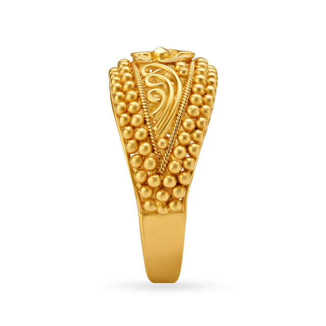 Exquisite Floral Gold Finger Ring with Rava Work,,hi-res 3