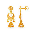 Chand Bali Inspired Gold Jhumka Style Earrings with Jali Work,,hi-res 2
