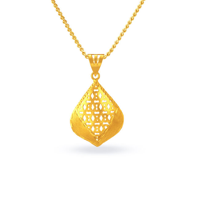 Contemporary Teardrop Gold Pendant 