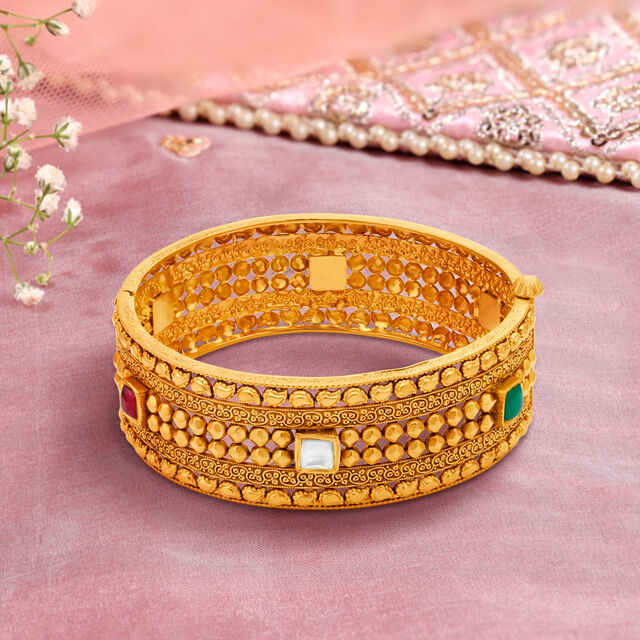 Captivating Textured Gold Bangle,,hi-res 