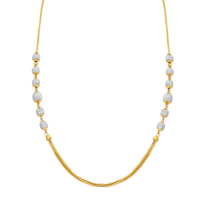 Enchanting Yellow Gold Triple String Beaded Chain 