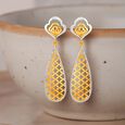 Wonderous Jali Work Two-Toned Drop Earrings in Teardrop Design,,hi-res 