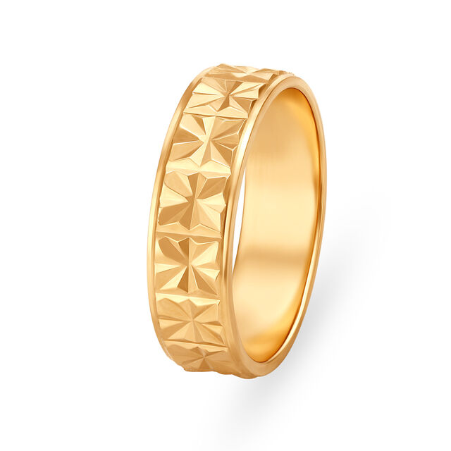 Beguiling 22 Karat Yellow Gold Geometric Floral Pattern Finger Ring 