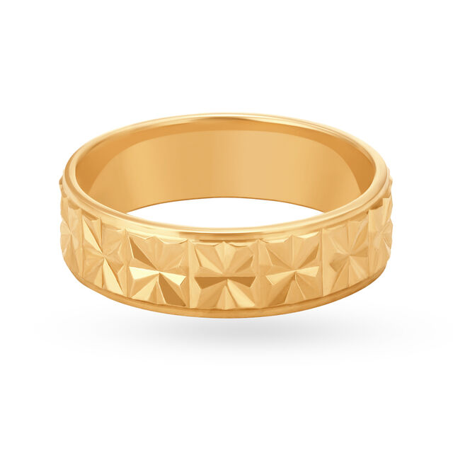 Beguiling 22 Karat Yellow Gold Geometric Floral Pattern Finger Ring 2