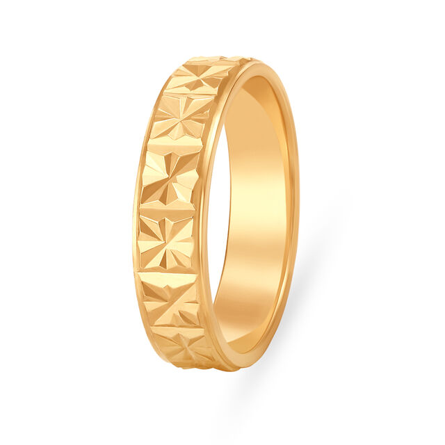 Beguiling 22 Karat Yellow Gold Geometric Floral Pattern Finger Ring 4