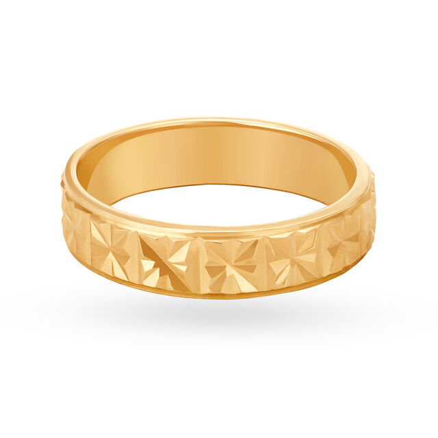 Beguiling 22 Karat Yellow Gold Geometric Floral Pattern Finger Ring 5