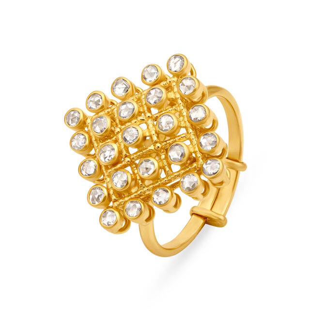 Luxe 22 Karat Yellow Gold And Chakri Diamond Ring,,hi-res