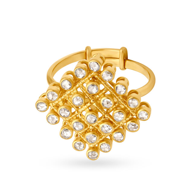 Luxe 22 Karat Yellow Gold And Chakri Diamond Ring,,hi-res