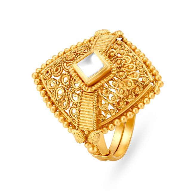 Tanishq Antique Gold Cocktail Rings Gold Buy Enamouring Cocktail