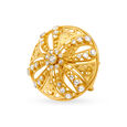 Dome-Shaped Ring with Un-cut Diamonds,,hi-res 