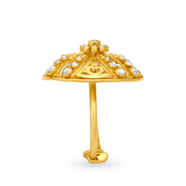 Dome-Shaped Ring with Un-cut Diamonds,,hi-res 3