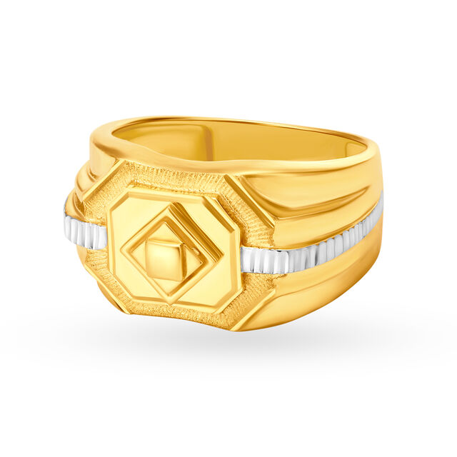 Handsome 22 Karat Yellow Gold Geometric Finger Ring,,hi-res