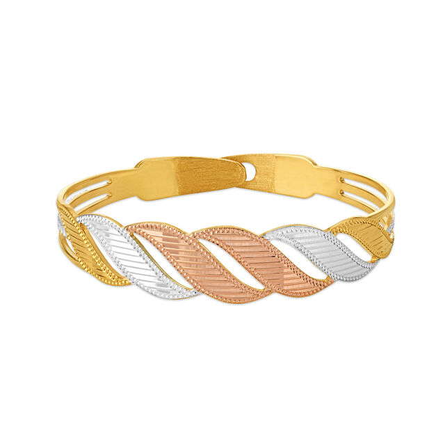 Sprightly Yellow Gold Waved Bangle 