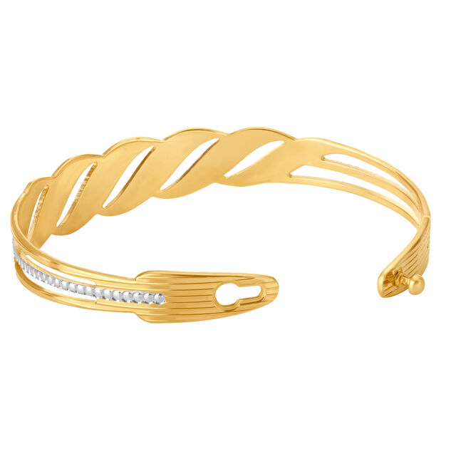 Sprightly Yellow Gold Waved Bangle 2