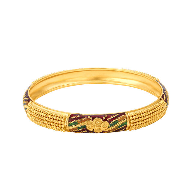 Ornamented Yellow Gold Beaded Bangles