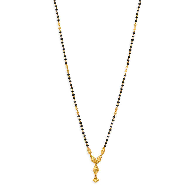 Stunning Yellow Gold Carved Bead Mangalsutra