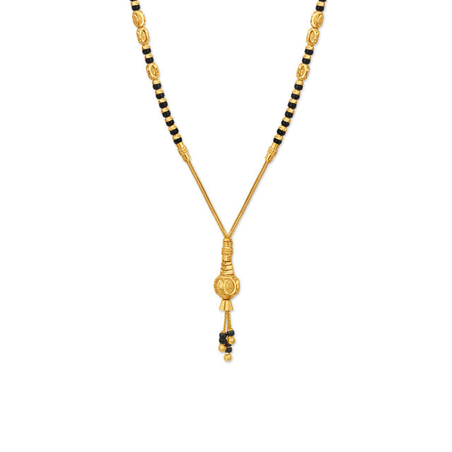 Dazzling Yellow Gold Carved Bead Mangalsutra 2