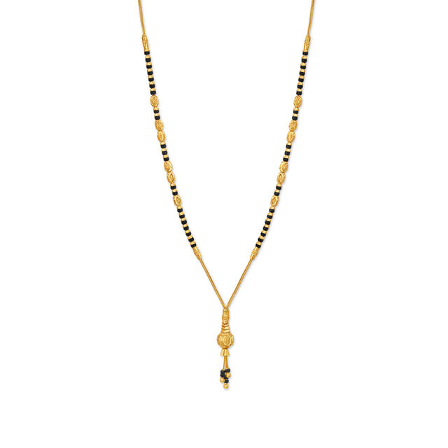 Dazzling Yellow Gold Carved Bead Mangalsutra 3
