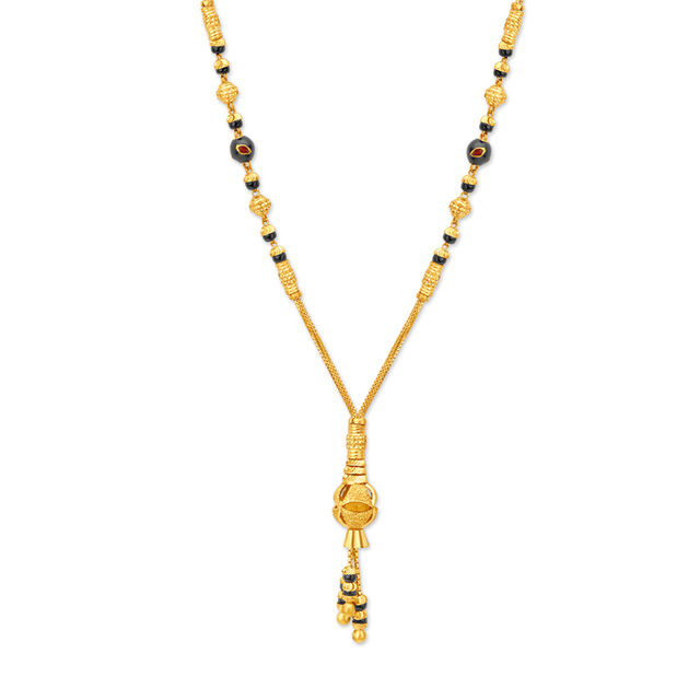 Enthralling Yellow Gold Carved Bead Mangalsutra,,hi-res 
