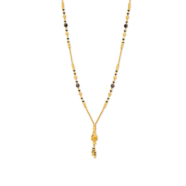 Enthralling Yellow Gold Carved Bead Mangalsutra,,hi-res 2