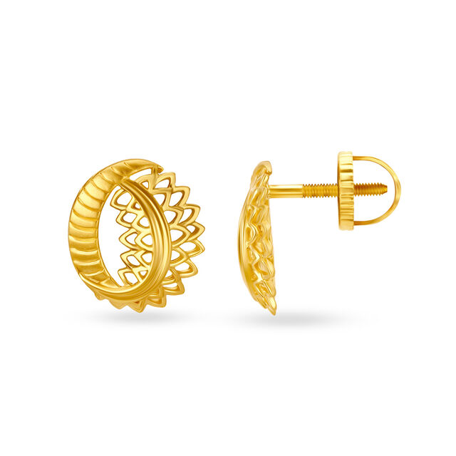 Stylish Gold Mesh Pendant and Earrings Set,,hi-res 4
