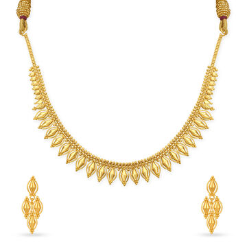 Lead Inspired Gold Necklace Set
