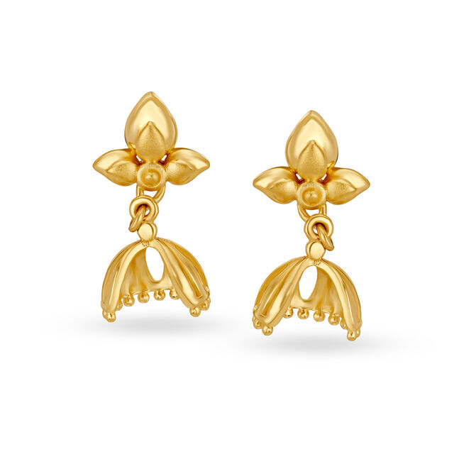 Blooming 22 Karat Yellow Gold Beaded Floral Drop Earrings 