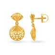 Striking 22 Karat Yellow Gold Mesh Patterned Drop Earrings,,hi-res 2