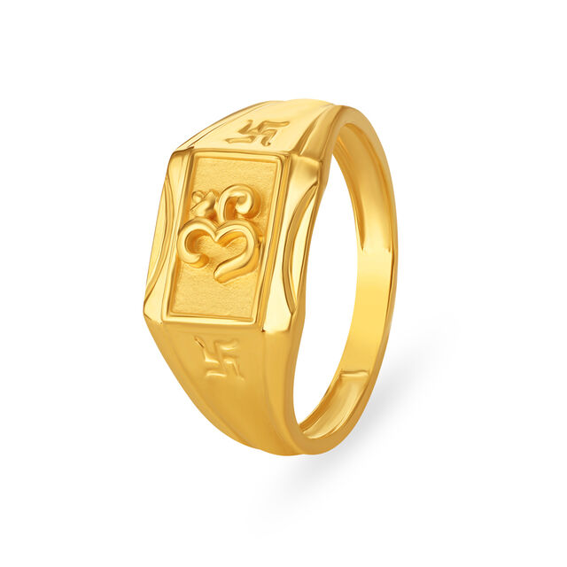 Religious 22 Karat Yellow Gold Om Finger Ring,,hi-res