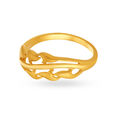 Stylish 18 Karat Yellow Gold Wave Patterned Finger Ring 2