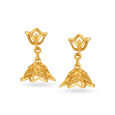 Sublime 22 Karat Yellow Gold Lotus Jhumkas,,hi-res 