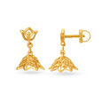 Sublime 22 Karat Yellow Gold Lotus Jhumkas,,hi-res 2