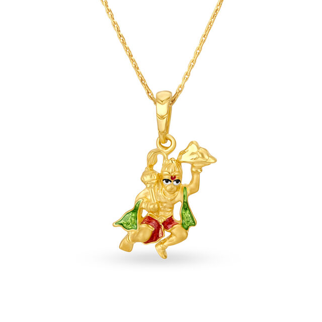 Devotional 22 Karat Yellow Gold Lord Hanuman Pendant 
