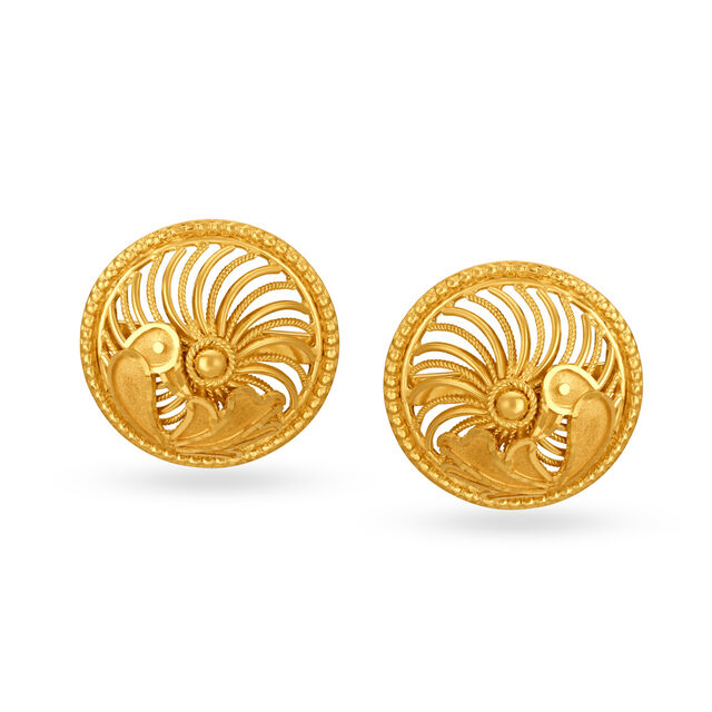 Hypnotic 22 Karat Yellow Gold Circular Studs 
