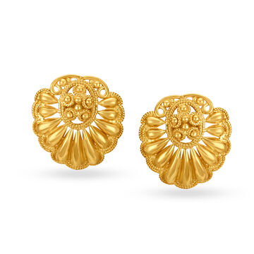 Luminous 22 Karat Yellow Gold Floral Filigree Studs