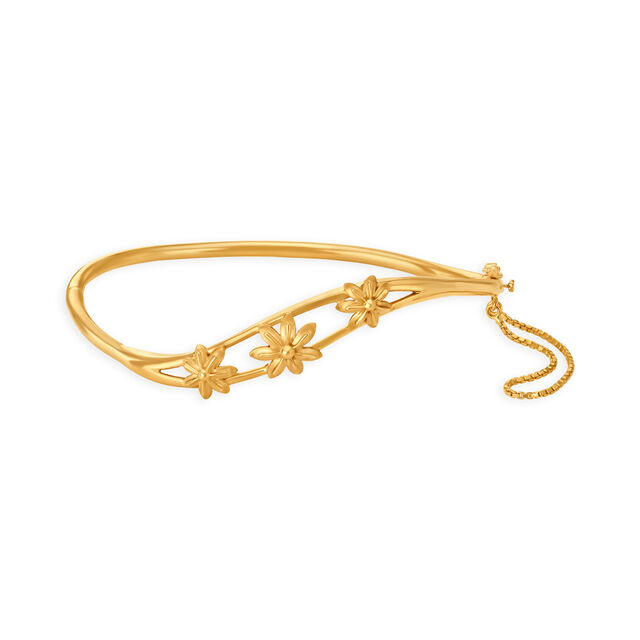 Floral Motif Gold Bangle 