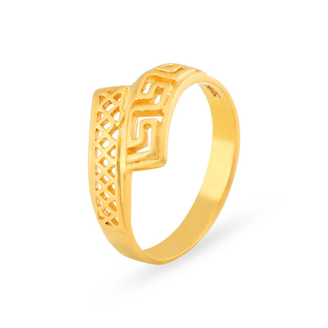 Intriguing 22 Karat Yellow Gold Mesh Patterned Finger Ring,,hi-res 