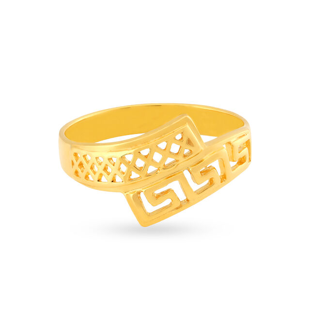 Intriguing 22 Karat Yellow Gold Mesh Patterned Finger Ring,,hi-res 2