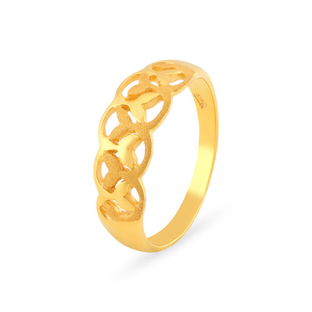Classy 22 Karat Yellow Gold Floral Jaali Work Finger Ring,,hi-res 