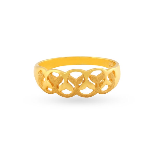 Classy 22 Karat Yellow Gold Floral Jaali Work Finger Ring,,hi-res 2