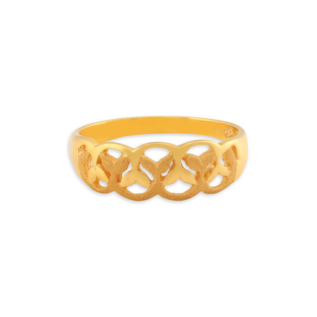 Classy 22 Karat Yellow Gold Floral Jaali Work Finger Ring,,hi-res 4
