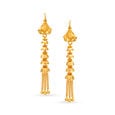 Dazzling 22 Karat Yellow Gold Ornate Long Hoop Earrings,,hi-res 