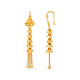 Dazzling 22 Karat Yellow Gold Ornate Long Hoop Earrings,,hi-res 2