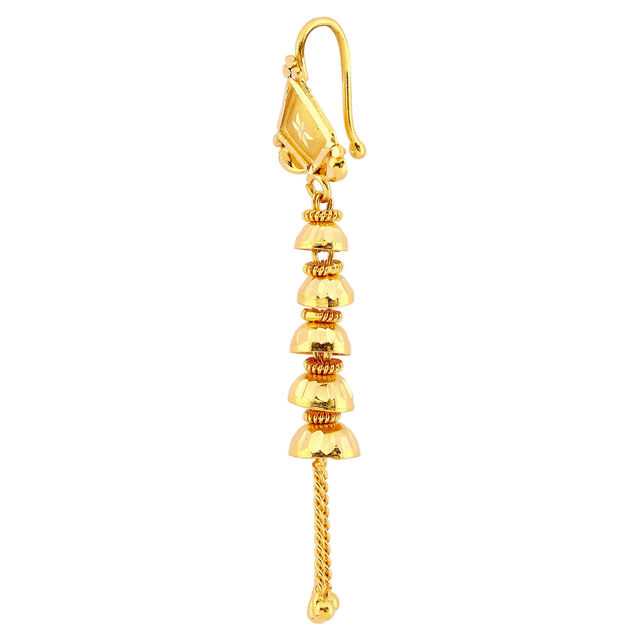 Dazzling 22 Karat Yellow Gold Ornate Long Hoop Earrings,,hi-res 3