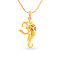 Religious Minimalist OM Ganesha Gold Pendant,,hi-res 