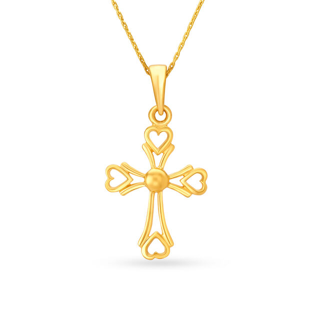 Gracious 22 Karat Gold Holy Cross Pendant 