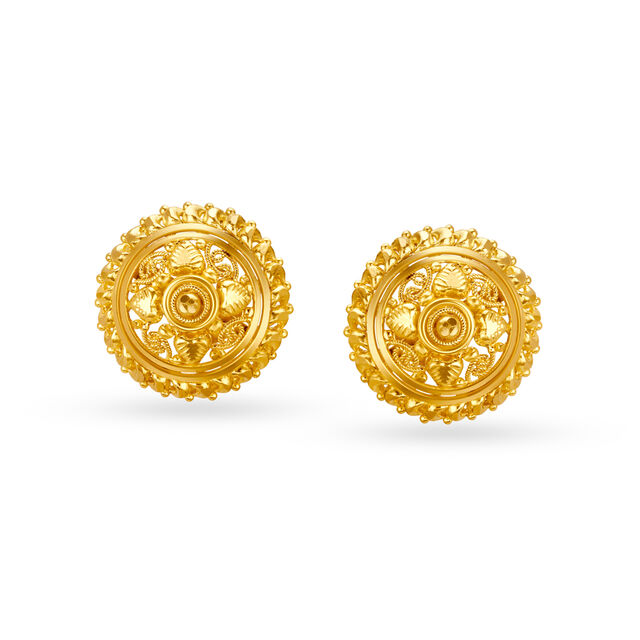 Dainty Floral Gold Stud Earrings 