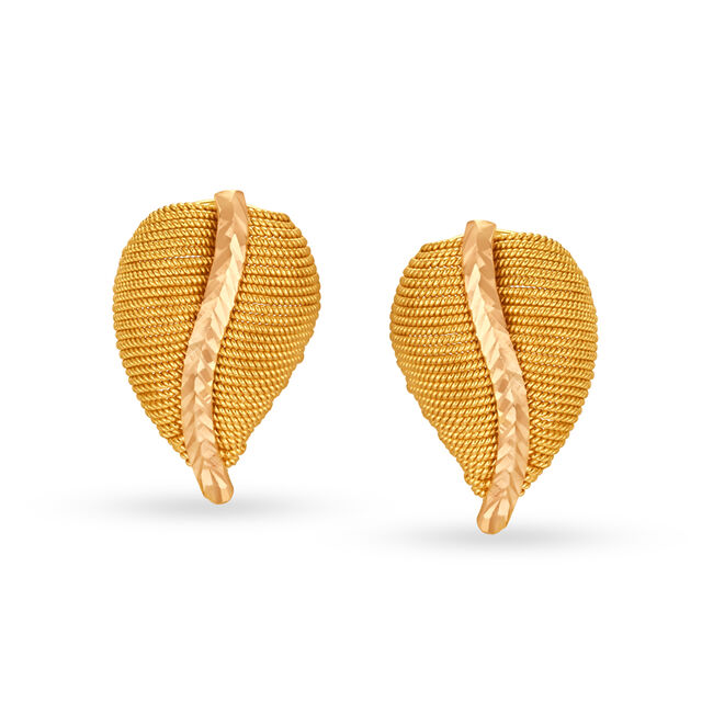 Mutifaceted 22 Karat Yellow Gold Studs In Dual Tone 