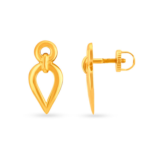 Alluring Teardrop Gold Stud Earrings 2