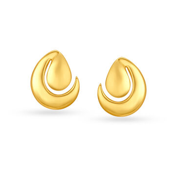 Fashionable 22 Karat Yellow Gold Artsy Curve Stud Earrings